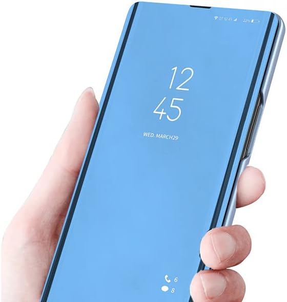 COTDINFOR е Съвместим с Samsung Galaxy S23 Калъф Огледален Вид Прозрачен Блестящ Кожен Флип калъф с поставка Луксозен Дизайн с стойка устойчив на удари калъф за Samsung Galaxy S23 Огледален Лилаво
