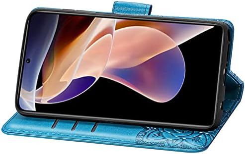 LEMAXELERS е Съвместим с калъф Redmi Note 11 Pro, Чантата с релефни Butterfly Bling от Изкуствена кожа, Отделения за магнитни карти с поставка за Xiaomi Redmi Note 11 Pro Diamond Blue Butterfly SD