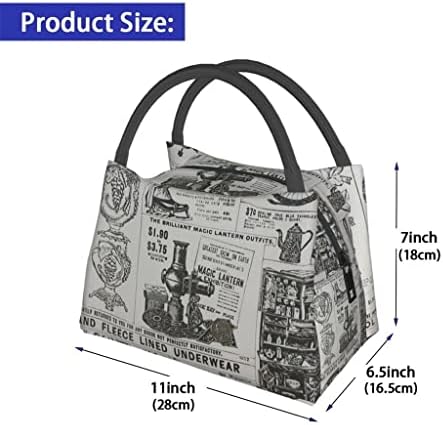 EODNSOFN Функционална чанта за обяд с газетным модел, Преносим Изолиран Контейнер за Обяд, Минерални Чанти за Пикник с Храна за Жените и Децата (Цвят: A, Размер: 18X28X16,5 см)