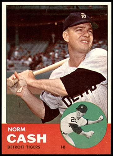 1963 Topps # 445 Norm Cash Детройт Тайгърс (Бейзболна картичка) (Топката е Поставена на снимките може да се отнася или не се допират границите) NM Тайгърс
