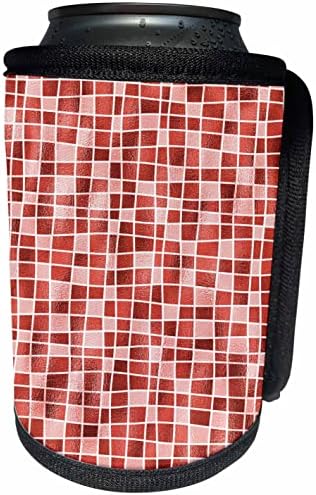 3dRose Модерна Червено-бяла Мозайка с Геометричен дизайн - Опаковки за бутилки-охладители Can (cc_354371_1)