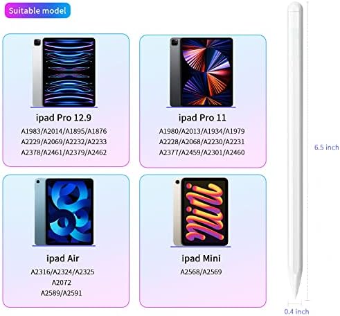 FINEDAYS Stylus Молив за iPad, Стилус с магнитна безжично зареждане за iPad, iPad 2-ро поколение е Съвместим с iPad Pro 11/12.9, iPad Air 4-ти / 5-то поколение, iPad Mini, 6-ти поколение Е идеален за писане