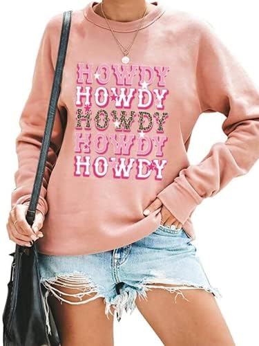 BANGELY Дамски Hoody Howdy Cowgirl, Леопардовый Пуловер в Ретро стил, в Западния Южен Стил, Ризи за моминско парти с Дълъг ръкав