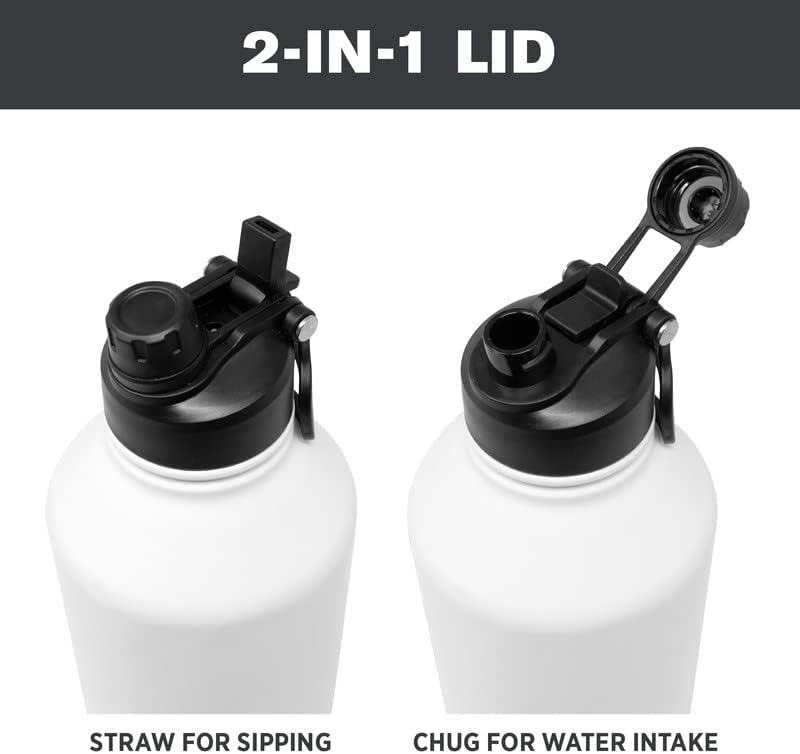 Hydraflow Кръстоносците - Бутилка за вода с вакуумна изолация с с трикратно стени и двоен капак (64 грама, ОМВ Sunshine), Метален Термос от неръждаема стомана, за многократна употреба, фланец, НЕ съдържа BPA, за спорт