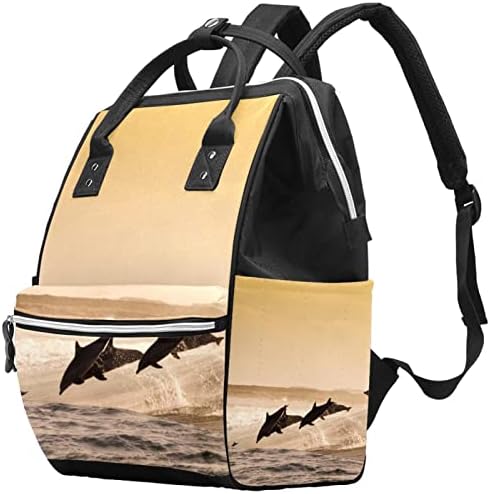 Чанта за Памперси Dolphin Jumps Раница с Торби за Преобличане за Малки Момичета, Чанта за Майките, За Момчета