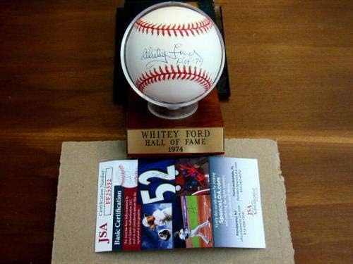 Whitey Ford Копито 74 Ню Йорк Янкис 1961 Wsc Автографированный Бейзбол База Jsa - Бейзболни топки с автографи