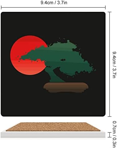 Японското Дърво Бонзай Квадратни Поставки за напитки с Корк в основата на Сладки и Забавни Декорации за Журнального Маса Комплект от 4 Или 6 6ШТ