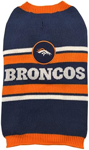 Пуловер за кучета NFL Denver Broncos, Среден размер. Топъл и Уютен Вязаный Пуловер за домашни любимци с логото на отбор от NFL, най-Добрият пуловер за кученца от Малки и Големи Кучета