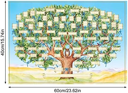 Таблица на Родословно дърво Кумпроху за попълване - 15,75x23,62 инча, Генеалогический Плакат 6 поколения, Е Заполняемая Таблица Родословие, Рамка с участието на Родословно Дърво с Едър Шрифт, Декори за стени, Подарък