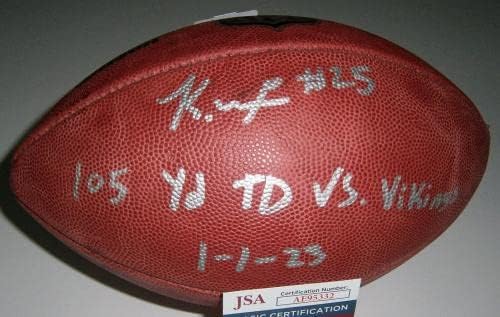 ПЭКЕРС Кейсин Никсън подписа футболни топки на NFL DUKE football w / 105 Yd TD срещу Минесота JSA с автограф