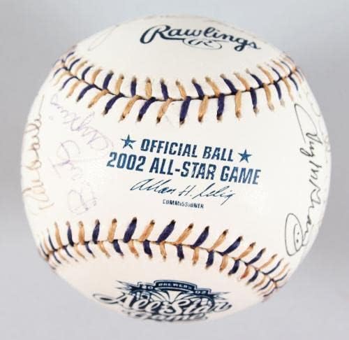 2002 Мач на звездите-Бейзбол екип, подписавшая договор (17) с Рой Сеят, Эрлом Уивером и др – COA JSA - Бейзболни топки с автографи