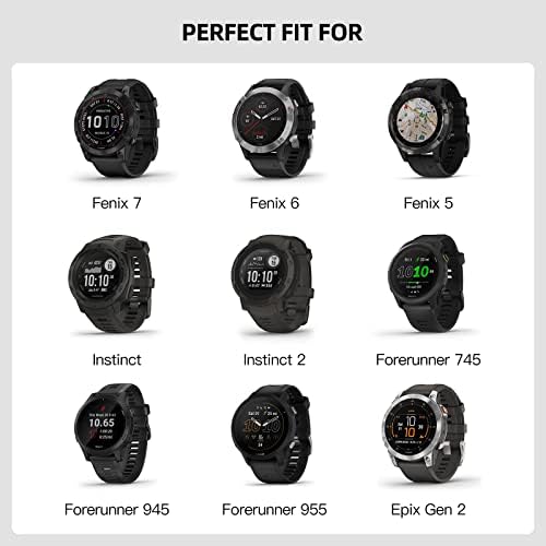 Каишка за часовник MoKo, който е съвместим с Garmin Fenix 7 Sapphire Solar /Solar/Fenix 6 Pro/5/5 Plus/Forerunner 935/945/Approach S60, Мек силикон Взаимозаменяеми каишка, быстросъемный Спортен каишка 22 мм