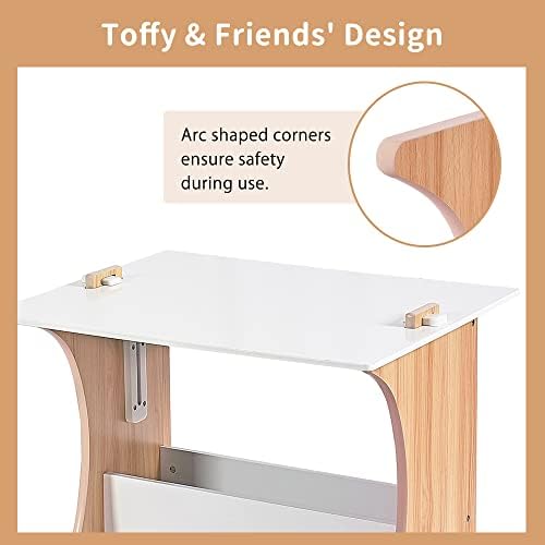 Дървена маса и Столове за деца Toffy & Friends, Определени за съхранение на 2 в 1, Детска Маса и Стол, Комплект за Рисуване, четене, художествени занаяти, Детски маси с Подвижни плотове