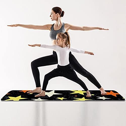 Дебел нескользящий постелката за йога и фитнес 1/4 с коледните принтом Stras за практикуване на Йога, Пилатес и фитнес на пода (61x183 см)