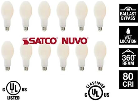 Satco Нов! Усъвършенствана led лампа с нажежаема жичка Hi-Pro, S13132, подмяна на светодиода HID с мощност 30 W; ED23; 830; 3000K; Средна база; 120-277 Волта; Байпасный баласт тип B - 12 бр. В опаковка