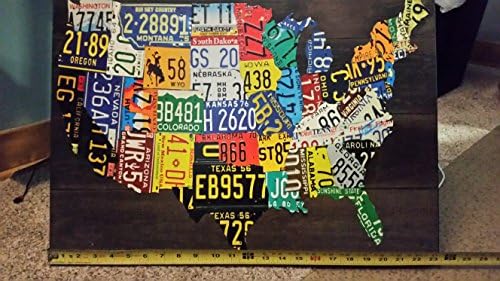Боядисани стени в Дървена Рамка с изображение на Карта Регистрационен номер САЩ
