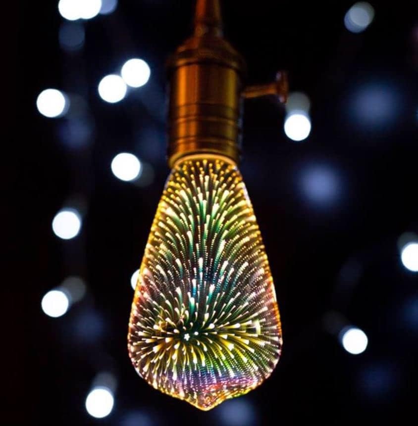 Led лампа Feit Electric Infinity 3D Fireworks, Led лампа ST19, ST19/PRISM/LED, 1 Брой (опаковка от 1), Многоцветен