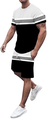 Мъжки облекла от 2 теми, Летните Ежедневни Тениски Muscle с Къс ръкав и Спортни Шорти Класически, Намаляване, Комплект Спортни Костюми