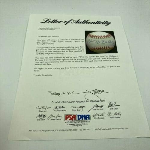 Мики Мэнтл и Мохамед Али подписа договор с Американската лига бейзбол PSA DNA COA - Бейзболни топки с автографи