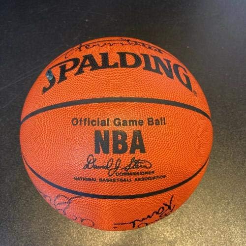 1986-87 Отбор Шампиони на НБА Лос Анджелис Лейкърс е Подписан на баскетболен клуб UDA Upper Deck COA - Баскетболни топки с автографи