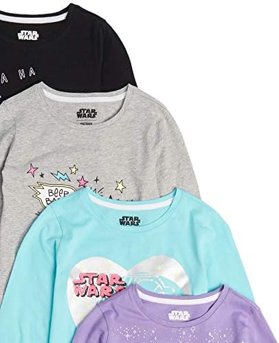 Тениски с дълги ръкави за момичета и деца Essentials Дисни | Marvel | Star-Wars | Frozen | Princess, опаковка от 4 броя