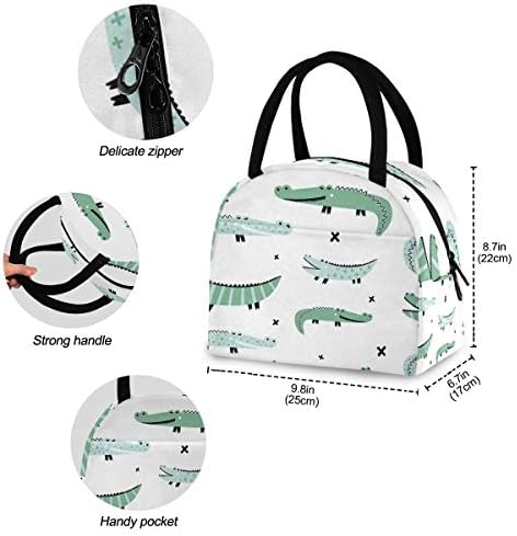 Случайна чанта за обяд Дамски - Сладко Crocodiles Голяма Запечатани Чанта-Тоут за Обяд с плечевыми ремъци за работни Подаръци