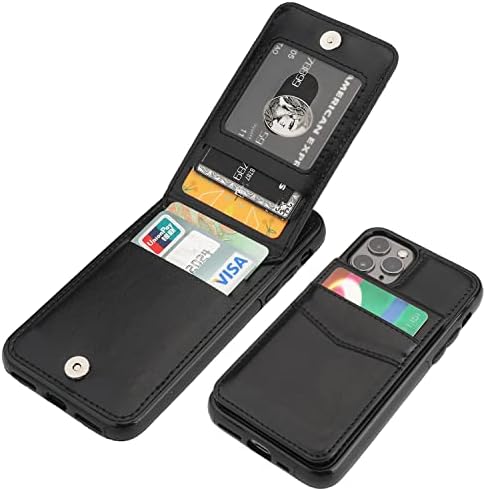 KIHUWEY е Съвместим с калъф iPhone 11 Pro, Чантата с притежател на кредитна карта, панти кожена поставка Премиум-клас с Магнитна закопчалка, Сверхпрочным Защитен калъф за iPhone 11 Pro 5,8 инча (черен)