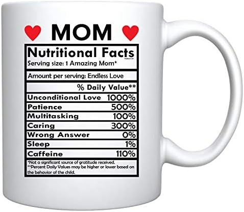 Факти за храненето на Veracco на Мама Бели Керамични Кафеена Чаша Забавен Подарък За рождения Ден на Майката На мама, на Баба, Мащеха От Дъщеря си и Сина си (Бял)