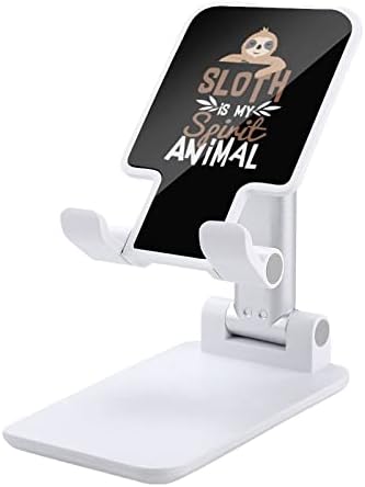 Ленивец-това е Моят Дух Животински Регулируема Поставка за Мобилен Телефон Сгъваеми Преносими стойка за Таблети за Офис Пътуване Селска Къща Стил В Бяло
