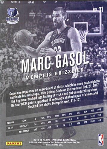2017-18 Панини Prestige 31 Баскетболно карта Марка Газоля Мемфис Гриззлиз