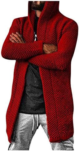 Ymosrh Мъжки Пуловер Европа и Америка Мъжка Жилетка Плътен Цвят С Качулка Пуловер с Висока Воротом Палта и Качулки за Мъже