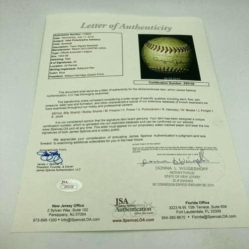 1954 Легкоатлетическая отбор на Филаделфия И Подписа договор с JSA COA Американската лига бейзбол - Бейзболни топки с автографи