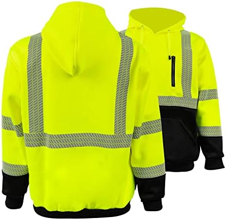 Защитно hoody с висока видимост за мъже, Светоотражающая работно облекло ANSI клас 3 hi vis на 1/4 цип, Лесна Руното