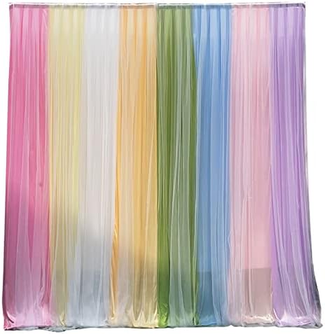 LANGXUN 10 фута x10ft Rainbow Цветен Фон-Завеса за парти по случай рожден ден, Прием на сватбена украса, Фото-Фон за душата на детето, на Фона на душата Булка (Бял тюл и цветни полиестерен плат)