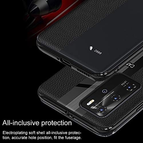 GUOSHU Калъф за мобилен телефон Чанта за Huawei P40 Pro от Естествена Кожа Smart Shckproof Хоризонтален Флип Калъф делото Калъф (Цвят: лилав)