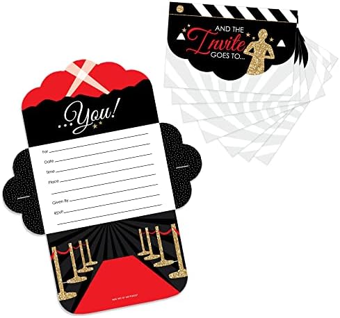 Голяма точка за щастие на Червения килим на Холивуд - Пълнете Картичка - Измести и изпращайте покани на парти в кино - Комплект от 8