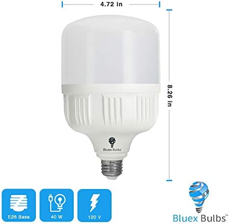 2 Опаковки BlueX 300W Bulb - Еквивалент на лампи с мощност 350 W, 40 W Led Царевичен Крушка Студен Бял цвят С цокъл 5000K E26 4000 Лумена, 300-Ваттная Крушка, Търговски капацитет