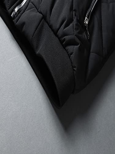 Якета POKENE за мъже, Якета, Мъжки Ватирани палто с цип отпред с една плюшена подплата, Якета за мъже (Цвят: черен Размер: XX-Large)