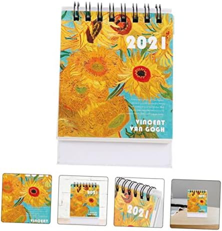 Календар NUOBESTY 1 комплект от 2 бр 2021 Цветен Мини-Хартиена Флип-Планер Офис Подаръци, Коледни Календари Коледна Маса Месечен Разнообразни Офис Работна Маса