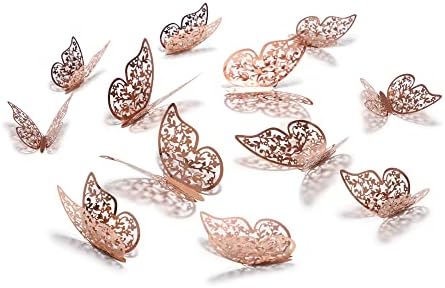 Тони Старк 3D Декорации във формата на пеперуди от Розово злато, Стенен Декор за Домашно парти, Хол, Класната стая, Стикери за декор на детска спални (Розово злато, опаковки от 1-12 бр.)