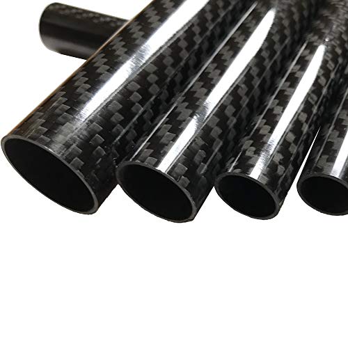 KARBXON - Тръби от въглеродни влакна - Черна - 20 мм X 18 мм X 500 мм - Кухи пръти, изработени от въглеродни влакна - Гланц на тръби от въглеродни влакна - Тръби от чист карбон - Лесен high-performance прът от въглеродни