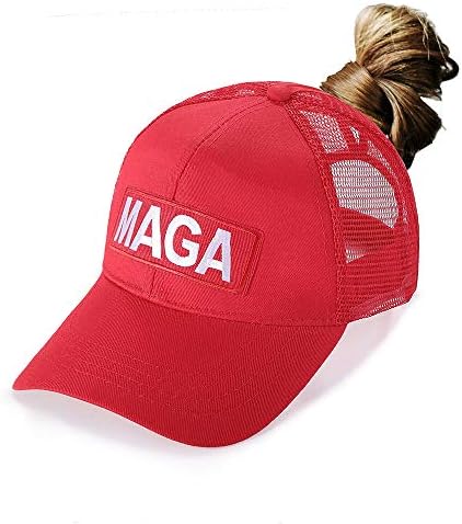 за Жените, бейзболна шапка на Donald Trump 2024 MAGA с Висока Опашка на Кон, Червен Окото Шапка за Татко за Жени