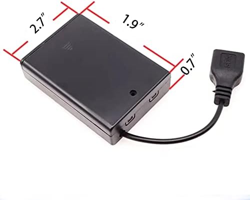 (Комплект от 3) USB-държач за батерии 3 АА батерии, USB-държач за батерии са 5 В Черен цвят, с ключ, USB-кабел, Държач за батерии 3 АА с конектор Micro USB