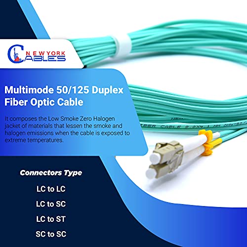 Оптичен кабел | LC-SC мулти-режим пълен Дуплекс Свързващ Кабел OM3 като 50 / 125μm | 1 М (3,28 фута) 40 gb Оптичен кабел (Аква)