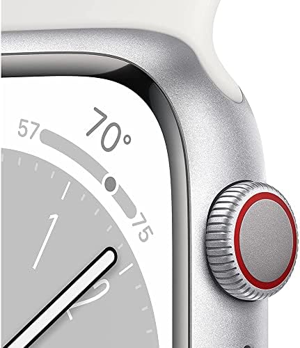 Apple Watch Серия 8 (GPS + cellular, 41 мм) - Сребрист алуминиев корпус с бял спортен каишка (обновена)