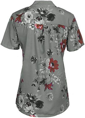 Andongnywell/ Дамски Ежедневни Тениска С V-образно деколте и Цветисти принтом, Тениски с V-образно деколте и Къс ръкав, Блузи, Свободни Блузи