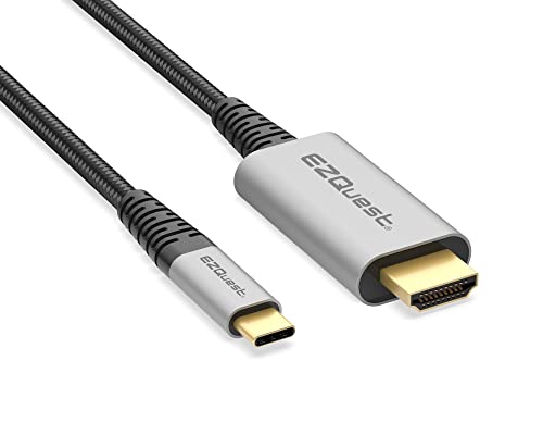 Кабел EZQuest DuraGuard USB-C-HDMI 4K 60Hz с HDR (2,2 метра - 7,2 метра) в найлонов оплетке, подсилени с кевлар, за облекчаване на напрежението и здрав алуминиев корпус на съединител