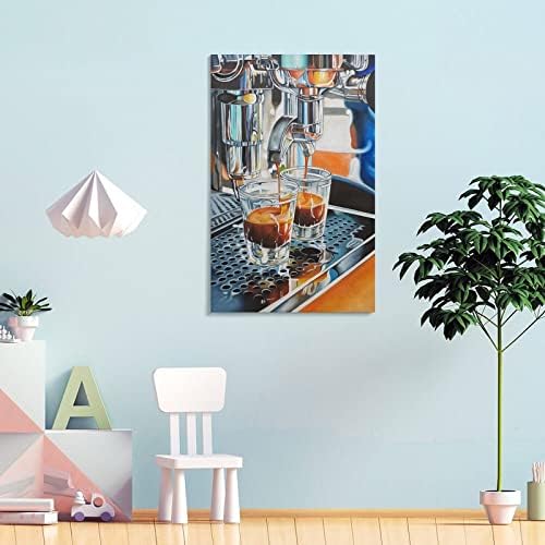 Еспресо, Американо Машина Живопис Кафе Плакат на Стената Художествени Картини на Платното за Декора на Стените Начало Декор Декор Хол Естетически 12x18 инча (30x45 см) В стил рамка