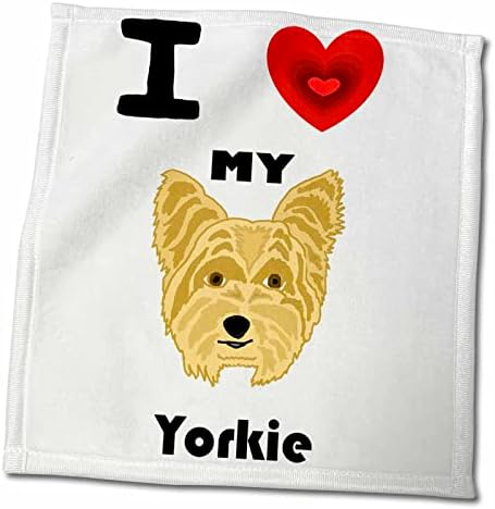 3dRose Забавни, Сладки, аз обичам моя куче порода йоркширски териер Териер Арт - Кърпи (twl-256406-3)