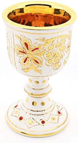 Керамични Своеобразна купа ART ESCUDELLERS, рисувани на ръка от 24-каратово злато, украсена във византийски бял стил. 4,33 x 4,33 x 7,28